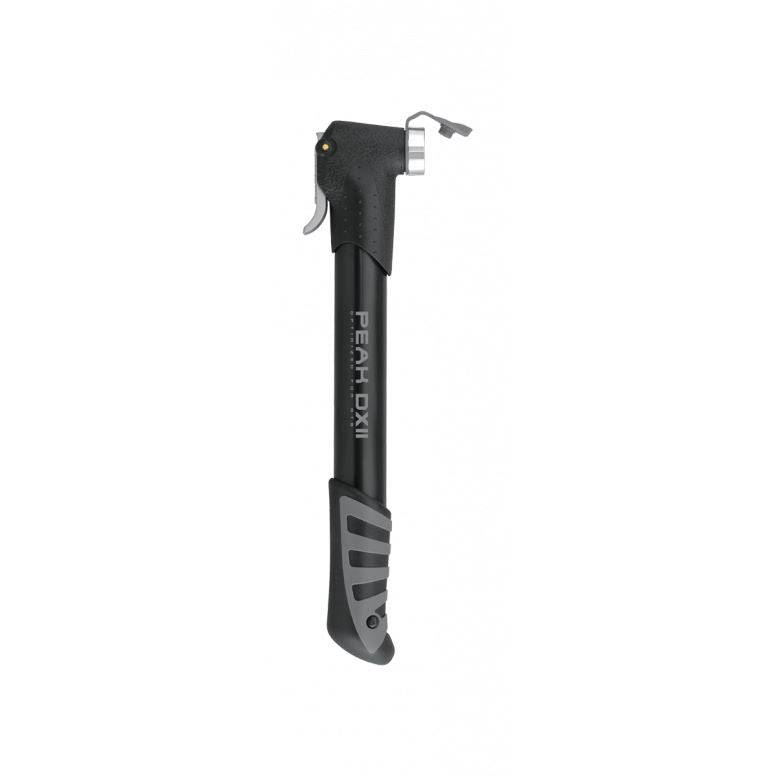 Topeak Peak DX II hand pump with SmartHead for Presta and Schrader valves, black and silver bicycle pump accessory
