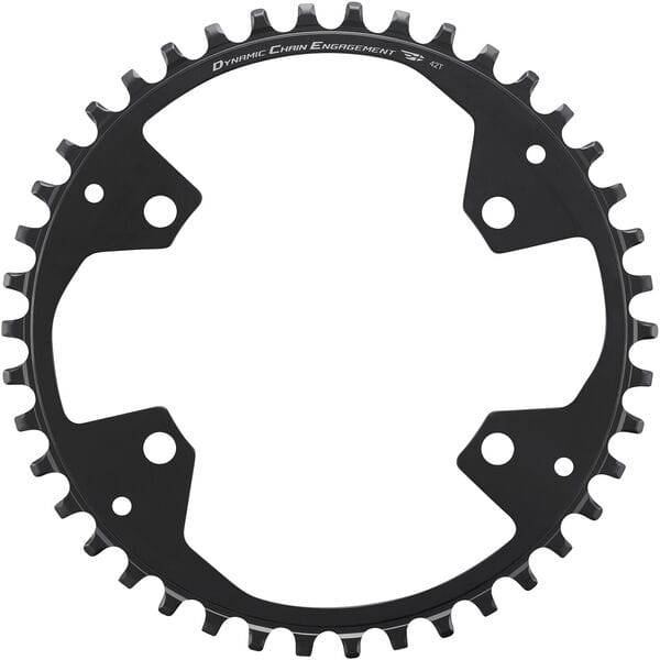 Shimano CUES FC-U6000-1 42T single chainring for 11, 10, 9-speed bike drivetrains, shown in close-up with teeth detail.