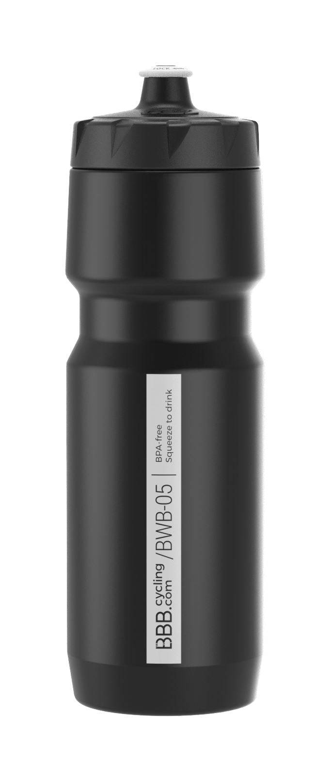 BBB CompTank XL 750ml cycling water bottle with softLock valve, designed for easy drinking during bike rides.