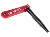 Black DT Swiss Aerolite bladed spoke holder tool for wheel building, compatible with 0.8mm to 1mm spokes, designed for workshop use.
