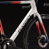 Basso Astra Disc Road Frameset in Chroma White, lightweight carbon, UCI approved, shown with detailed close-up of frame tubing.