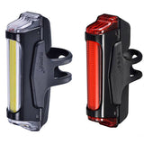 Infini Super Bright Bike Lightset with front and rear COB USB rechargeable lights, designed for enhanced visibility and safety.