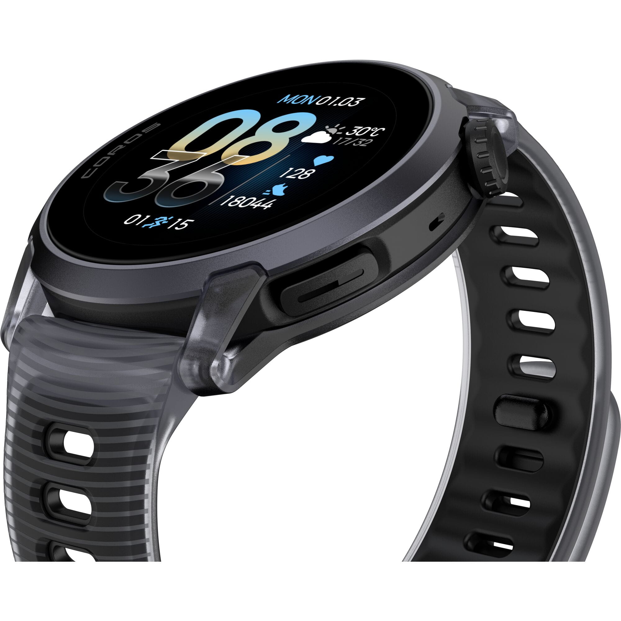 Coros PACE 4 GPS sport watch with black crystal display, AMOLED touchscreen, and advanced running metrics for athletic training.