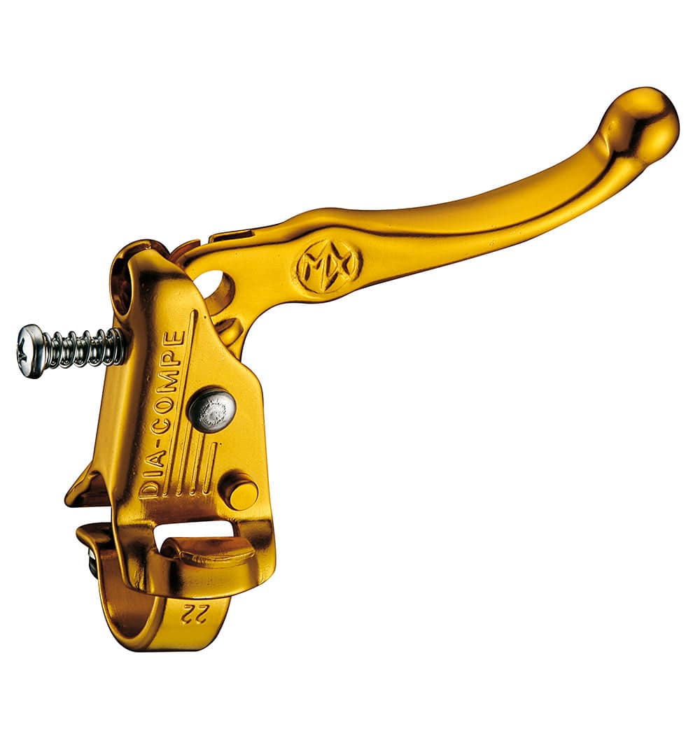 Dia-Compe Tech 3 MX121 BMX brake lever with split bar clamp, suitable for right or left hand, used for bicycle braking systems.