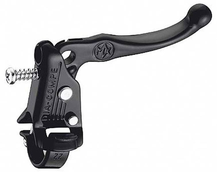 Dia-Compe Tech 3 MX121 BMX brake lever with split bar clamp for right or left hand, made of durable components.