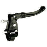 Dia-Compe Tech 3 MX121 BMX brake lever with split bar clamp, suitable for right or left hand, shown mounted on a BMX handlebar.