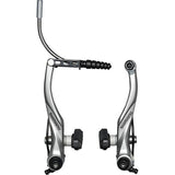 Shimano Alivio BR-T4000 V-brakes with S65T brake shoes, suitable for reliable stopping in wet weather cycling conditions.