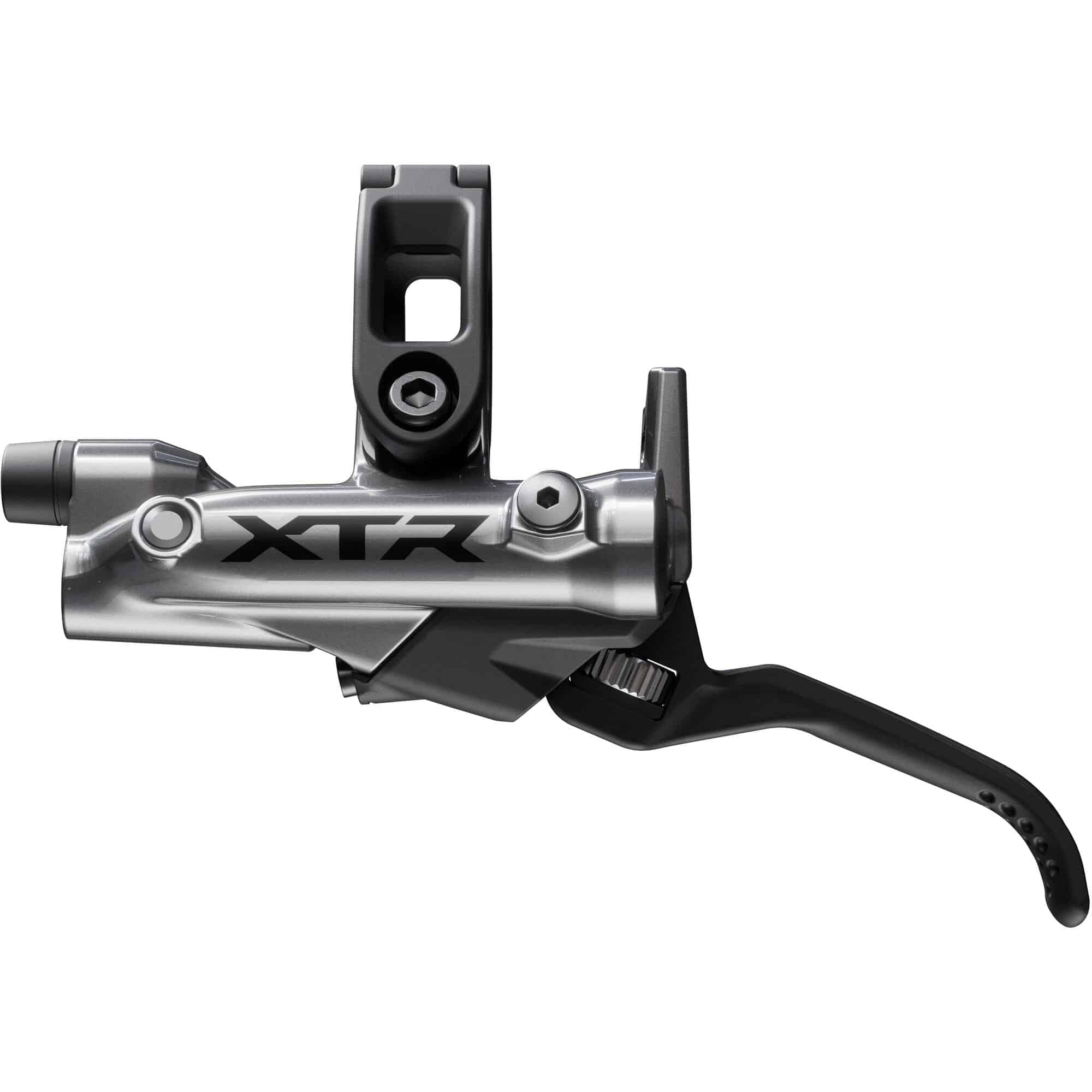Shimano XTR BL-M9220 hydraulic brake lever for MTB, I-Spec EV compatible, mounted on bike handlebar.