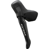 Shimano GRX BL-RS717-L left hydraulic drop bar brake lever for gravel bike components, showing detailed close-up of lever and branding.