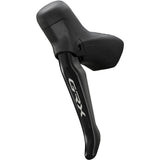 Shimano GRX BL-RS717-L left hydraulic drop bar brake lever for gravel bike components, showing detailed close-up of lever and branding.