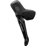 Shimano GRX BL-RS717-LS left hydraulic drop bar brake lever with Shimano logo on ergonomic component for road cycling.