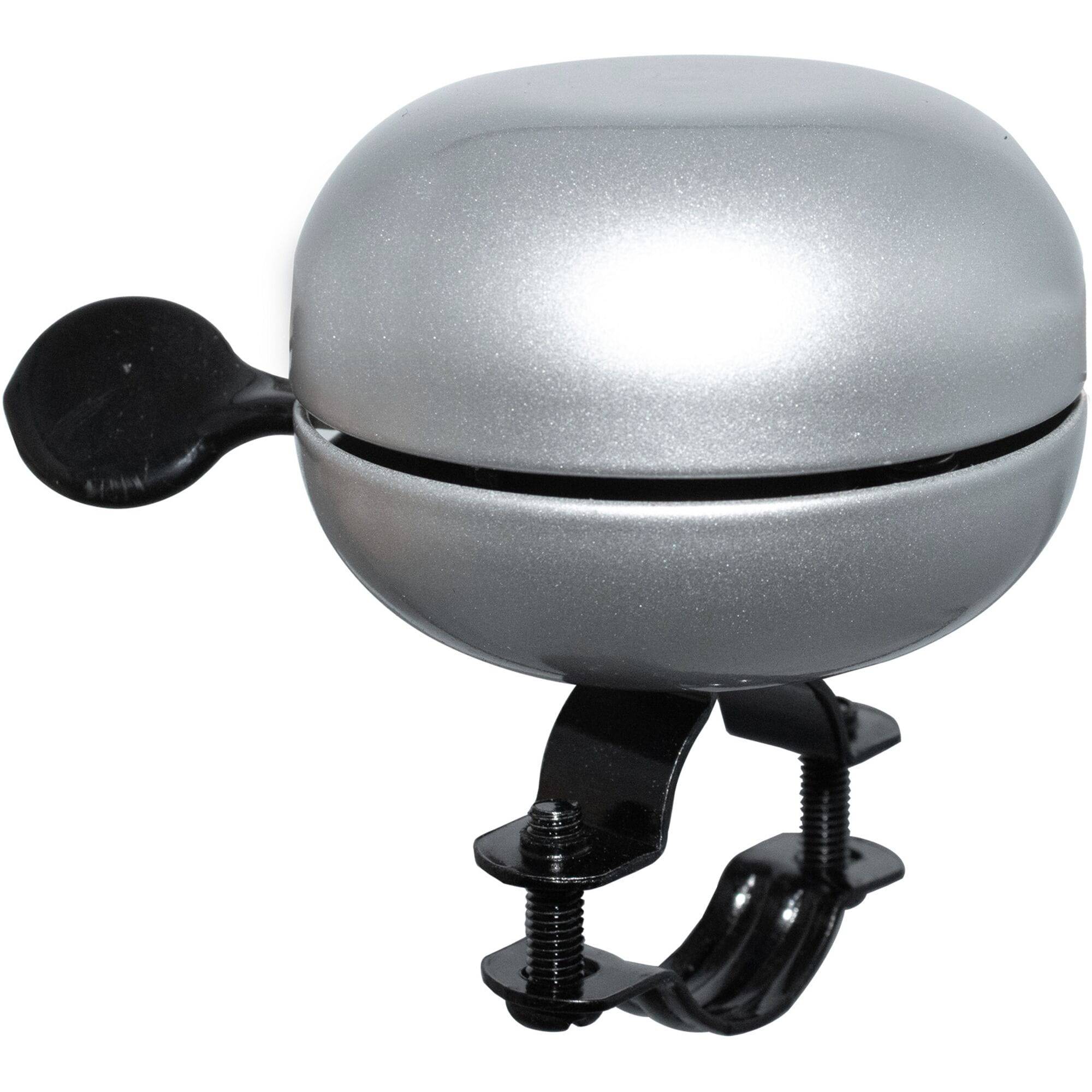 M Part Ding Dong Bike Bell on 22.2mm handlebars, loud 60mm retro steel bell accessory for bikes.