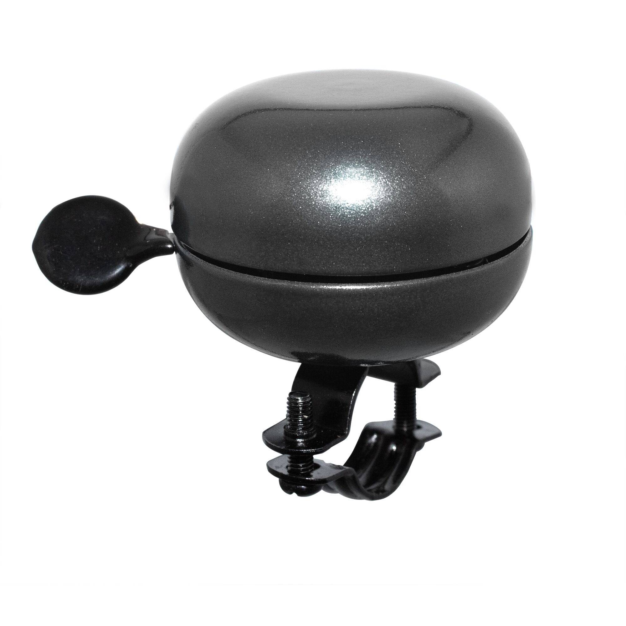 M Part Ding Dong bike bell on 22.2mm handlebars, retro steel design, loud 60mm bicycle bell accessory for cycling safety.