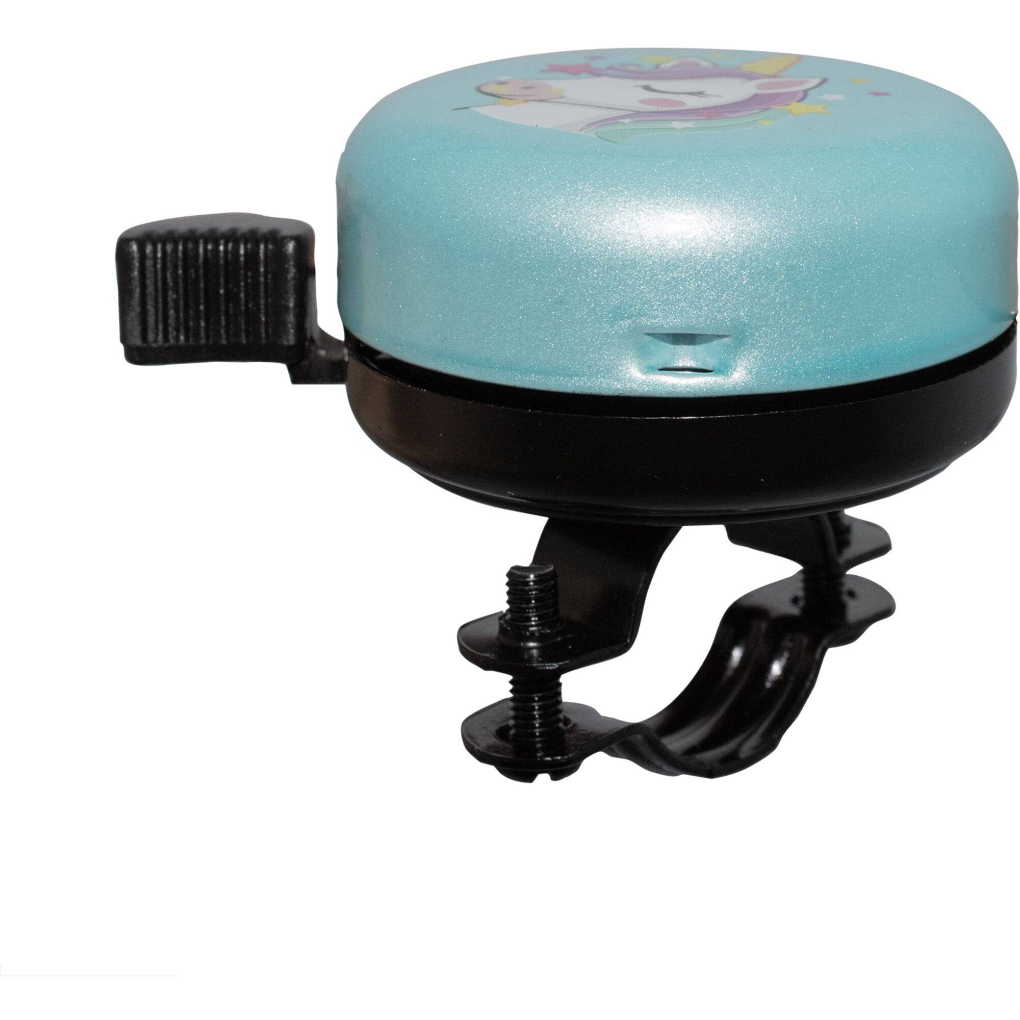 M Part Ringer Bell for kids bikes mounted on 22.2mm handlebar, featuring easy-press design and durable construction, accessory for children’s bikes.