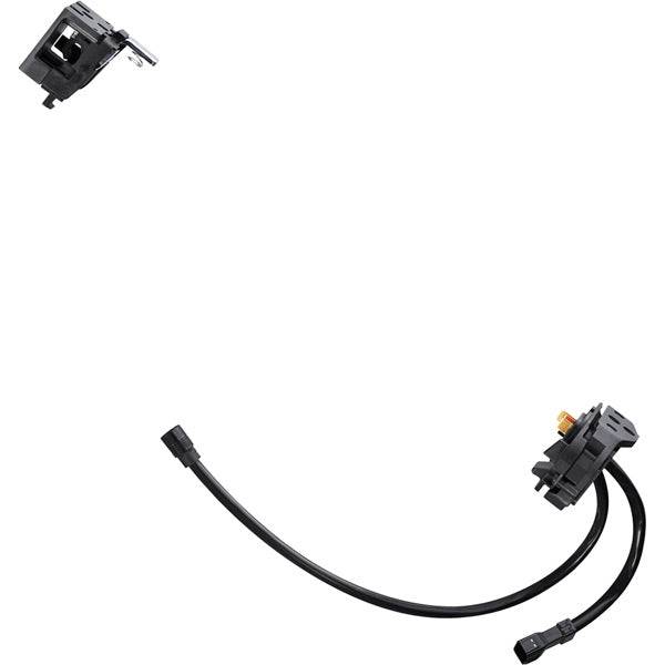 Shimano STEPS BT-E8035 e-bike battery mount without key, showing cables and mounting hardware for e-bike component.