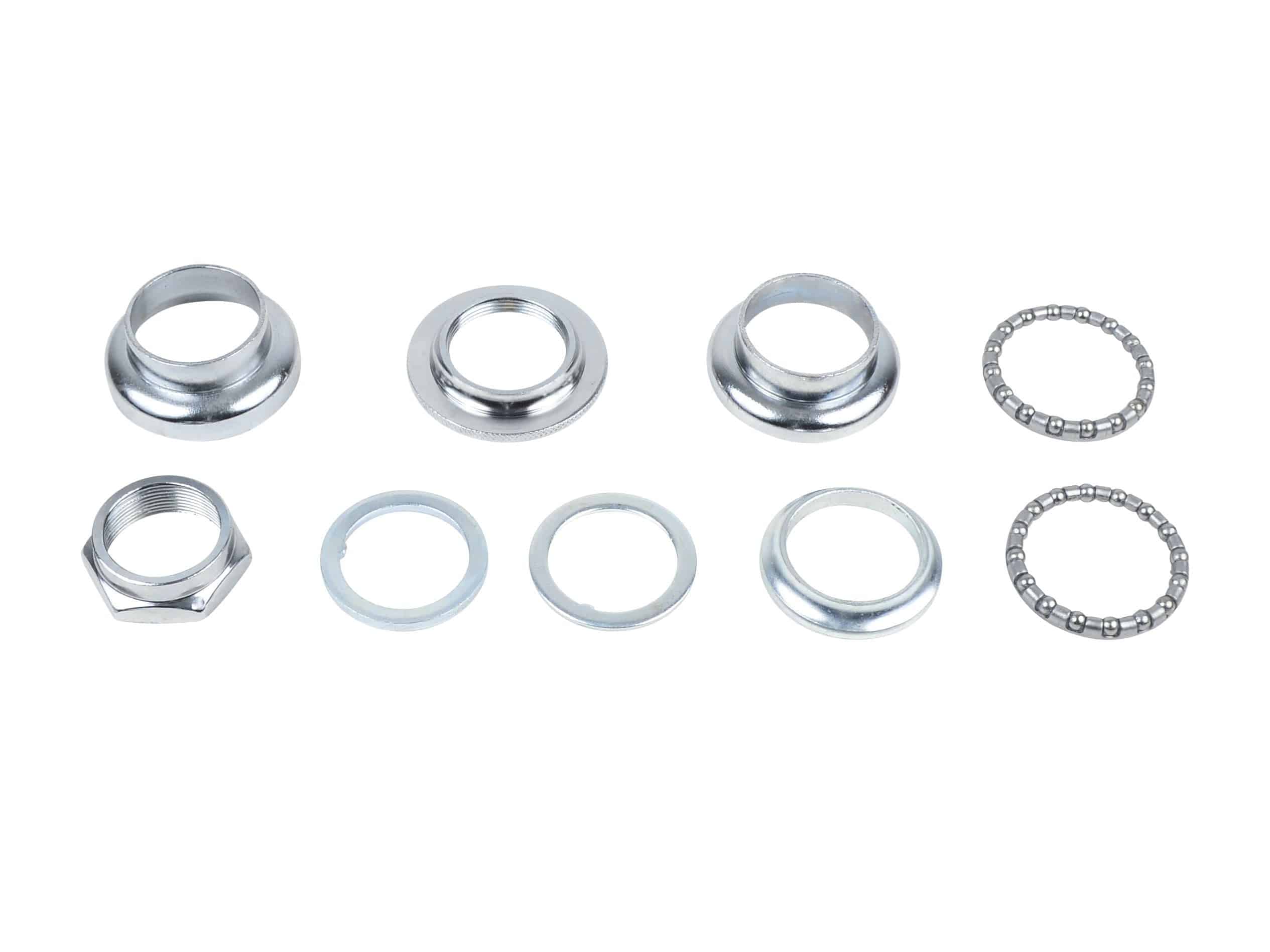 Silver VP Components FP-F501 1-inch threaded bike headset compatible with Trek bikes and 25.4mm fork, shown on a bike.