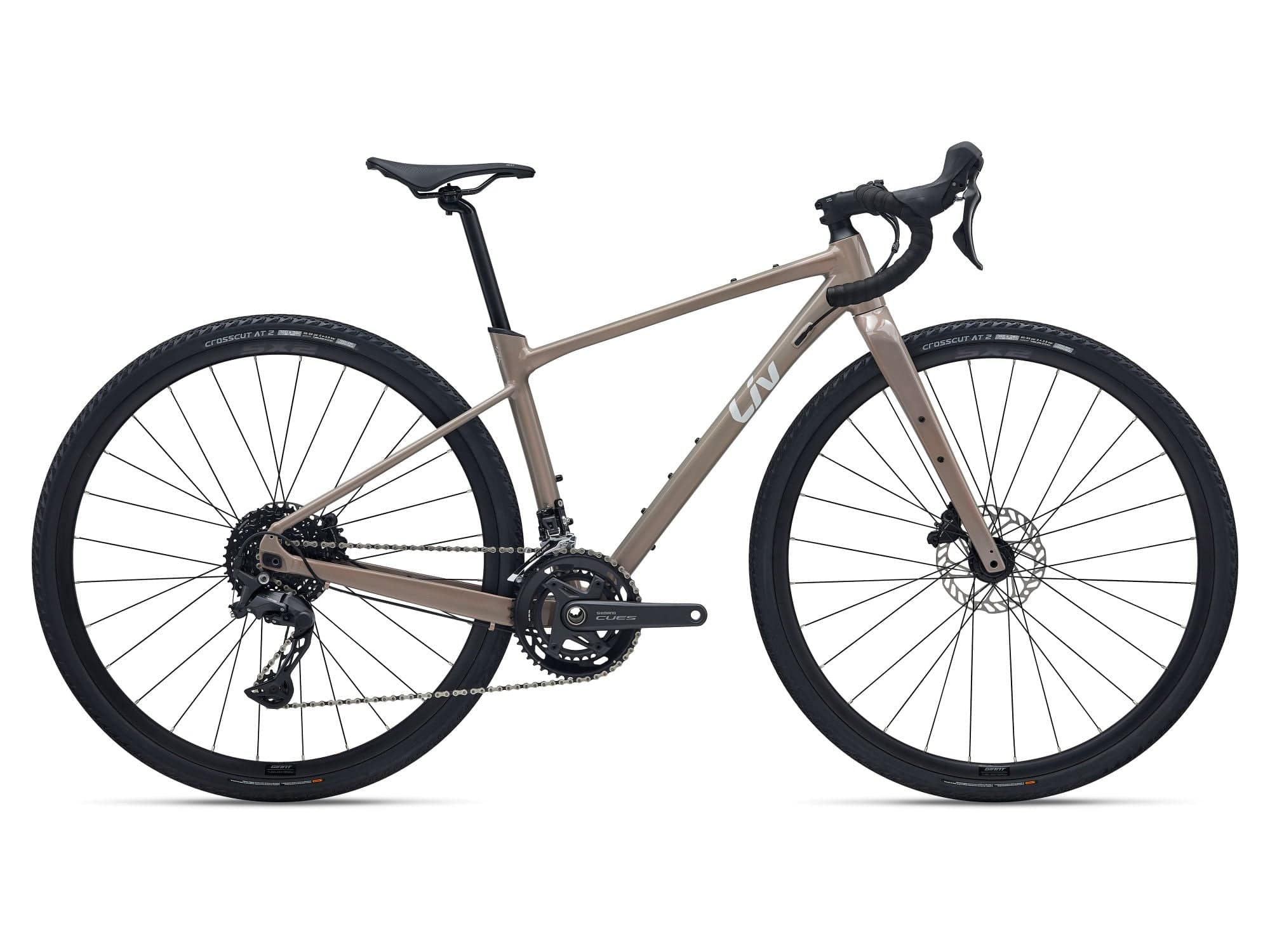 Liv Devote 1 MY26 gravel bike with lightweight frame and versatile off-road design, shown in a side view image.