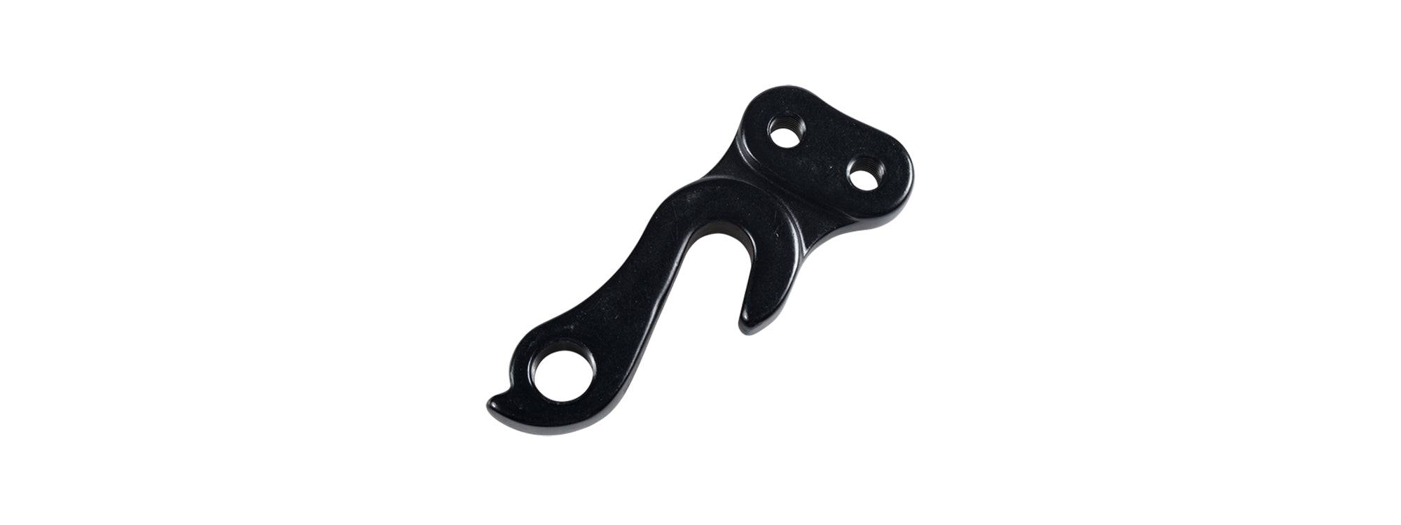 Trek Sawyer rear derailleur hanger in black with 135mm quick-release drive side for bike components.