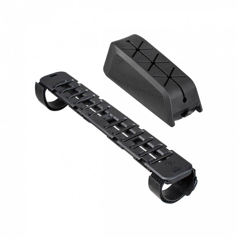 Topeak Fastfuel Tri Station bike bag with quick mount strap system in black, designed for cycling accessories and gear storage.