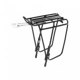 Topeak Uni Super Tourist DX 2.0 rear bike rack in black with MTX QuickTrack, designed for touring and carrying gear.