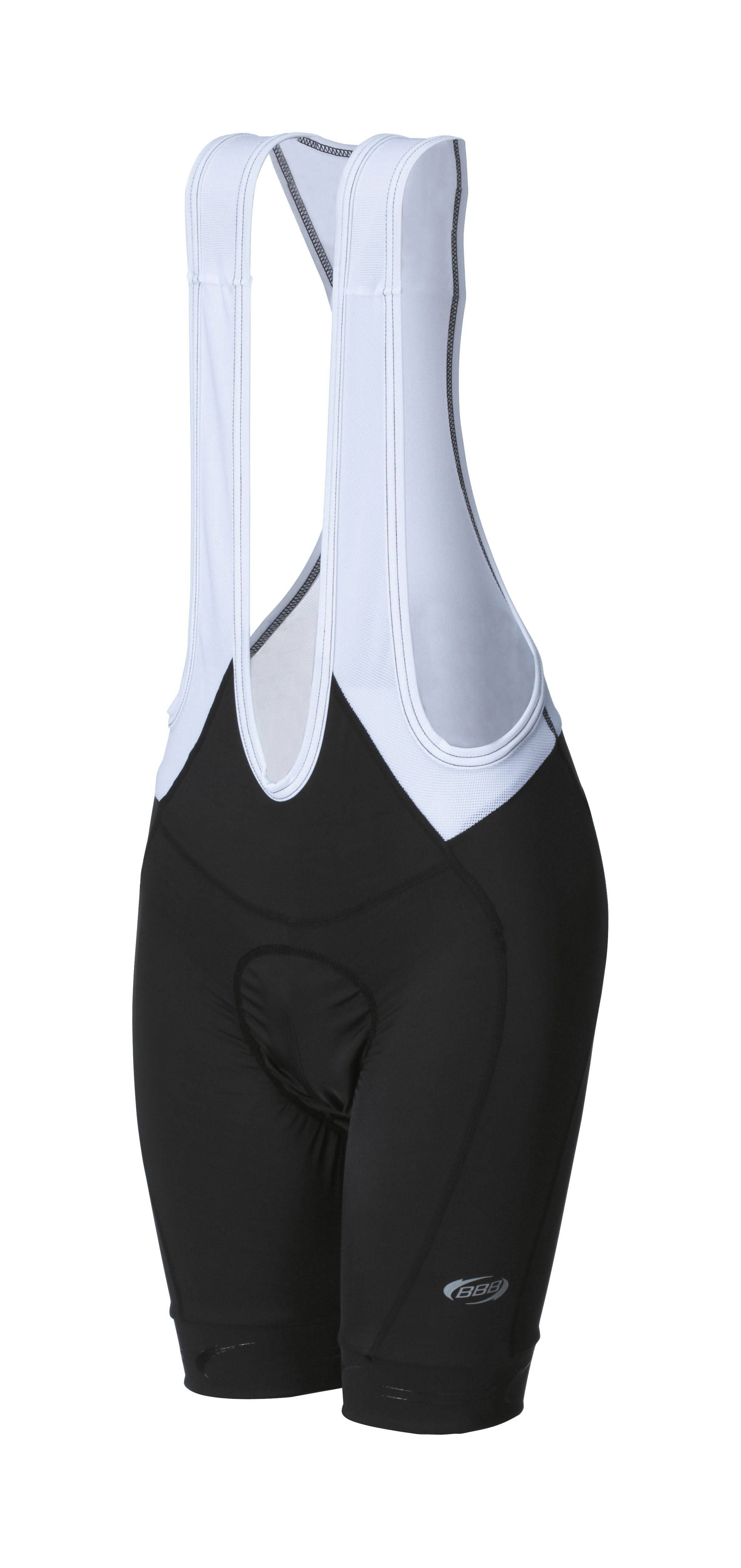 BBB GirlTech women's bib shorts BBW-216 with premium performance padding, featuring a close-up of the sleek black cycling shorts.