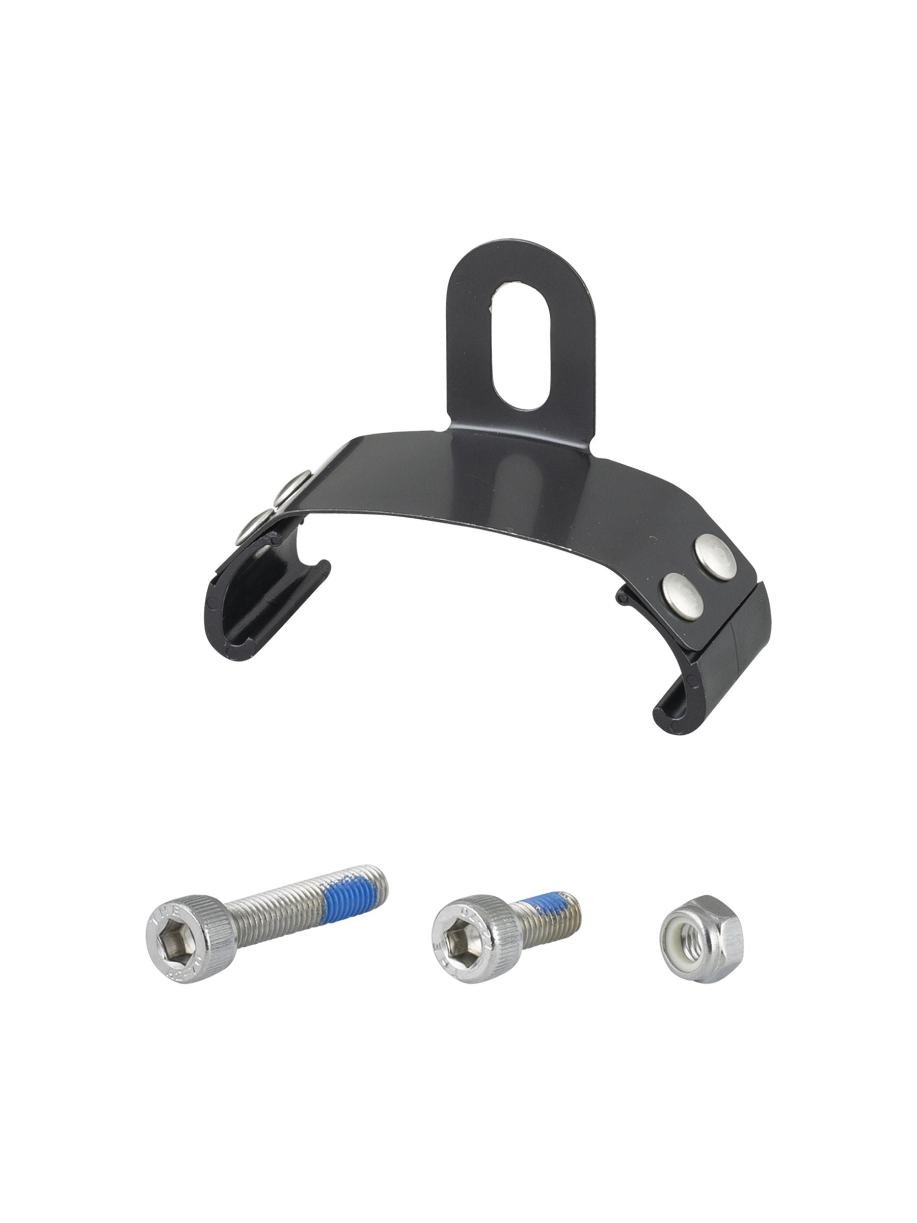 Bontrager NCS 55mm alloy rear fender hanger in grey, designed for bike accessories, durable support for rear fenders.