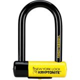 Kryptonite New York Fahgettaboudit U-Lock with Sold Secure Diamond rating, shown in a close-up of the heavy-duty bike lock and accessories.