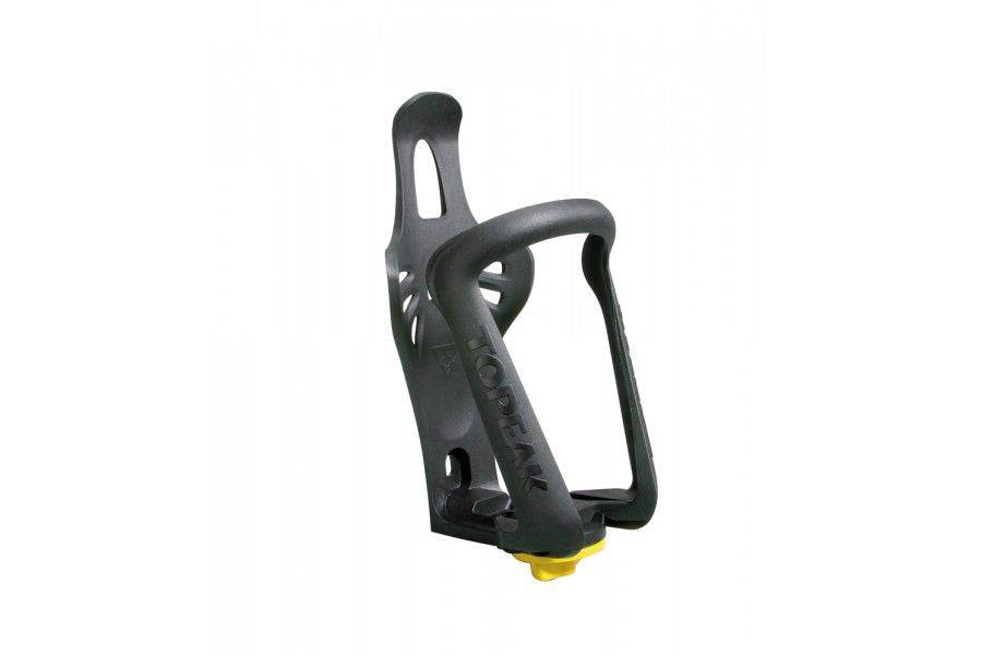 Topeak Modula Cage Ex adjustable bike water bottle cage attached to a bicycle for secure hydration.
