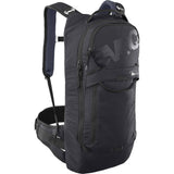 EVOC Trail Pro Blackline 10L Protector Backpack with LITESHIELD back protection, shown in black with adjustable straps and compartments.