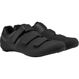 Shimano RC1 unisex road cycling shoes with stiffness 6 sole, black with Shimano branding, shown from side angle.