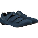 Shimano RC102 unisex road cycling shoes with stiffness 6 sole, black design, featuring Shimano branding and secure strap closures.