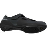 Shimano RC1W women's road cycling shoes with reflective safety features, black with white accents, and adjustable straps.