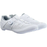 Shimano RC3W women's road cycling shoes with BOA L6 dial and reflective prints, lightweight and breathable footwear for cycling.