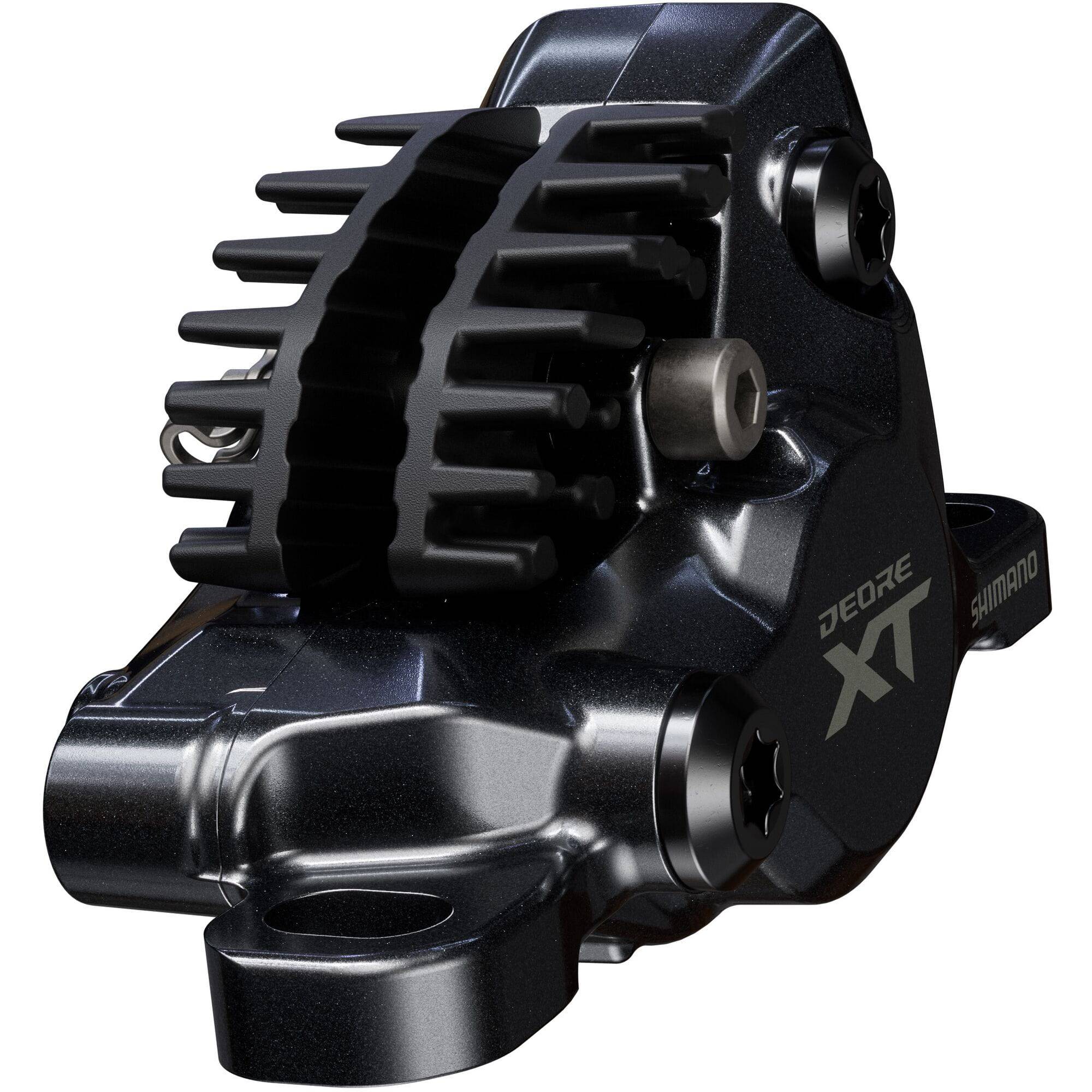 Shimano Deore XT BR-M8200 2-pot hydraulic disc brake caliper for front or rear post mount bike components.