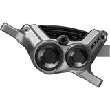 Shimano XTR BR-M9220 4-pot hydraulic disc brake caliper for front or rear post mount bicycle braking system.
