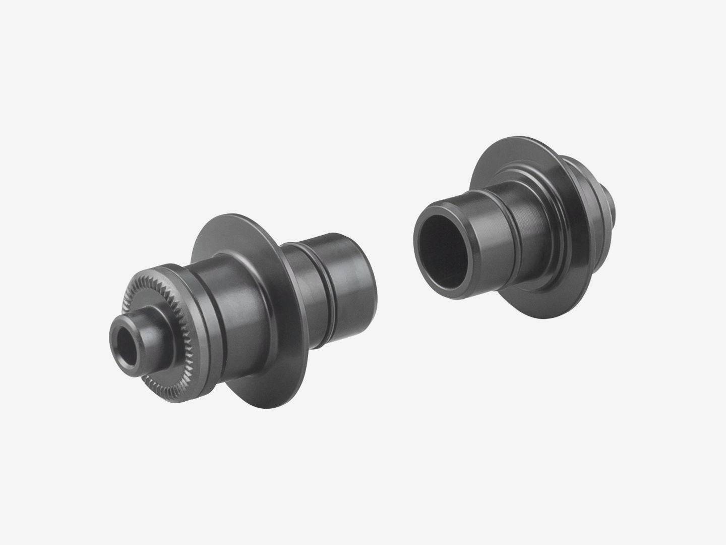 Bontrager Aeolus Pro front hub 5mm QR conversion end cap kit in black, designed for 100mm old axle width.