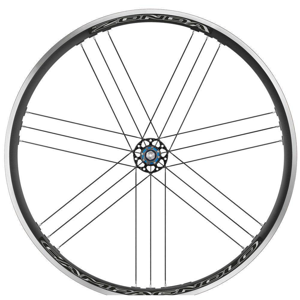 Campagnolo Zonda C17 road wheelset with 22.5mm wide clincher rims and black spokes, designed for 25-28mm tires.