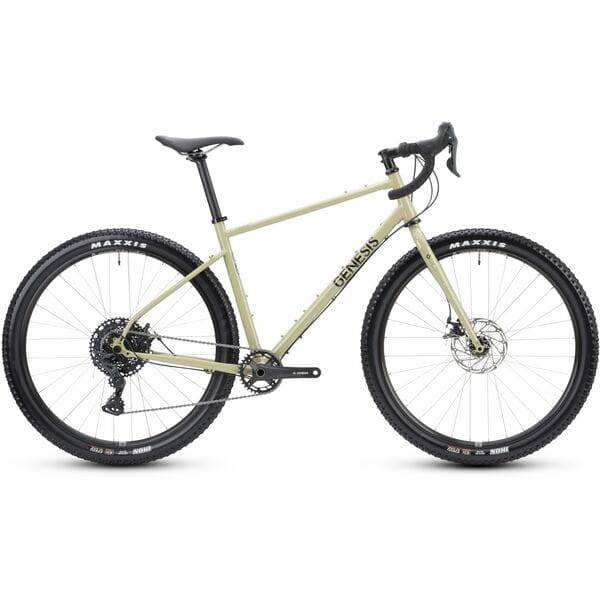Genesis Vagabond 10 gravel bike with disc brakes, unisex touring bicycle shown with rugged frame and off-road tires.
