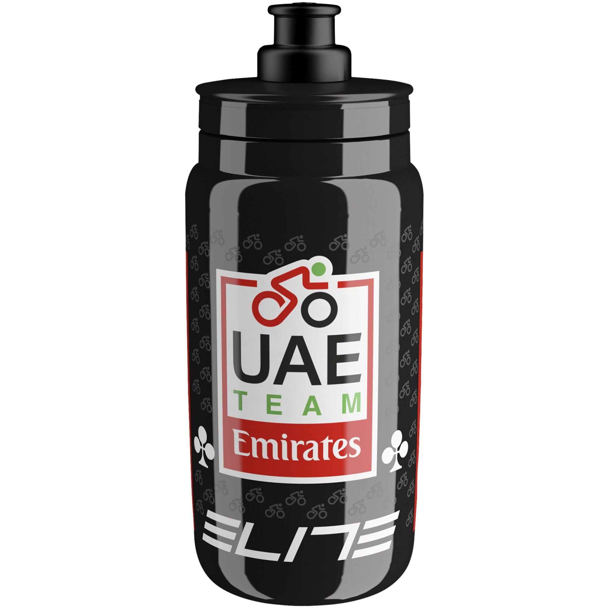 Elite Fly Racing water bottle for cyclists, BPA-free hydration bidon with a sleek design and secure cap for on-the-go cycling hydration.