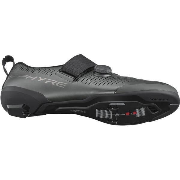 Shimano S-PHYRE TR9 triathlon road shoes with BOA Li2 dial, featuring sleek design and lightweight construction.