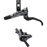 Shimano XTR BR-M9100 I-Spec EV post mount brake lever and caliper set for mountain bikes, with detailed components visible.