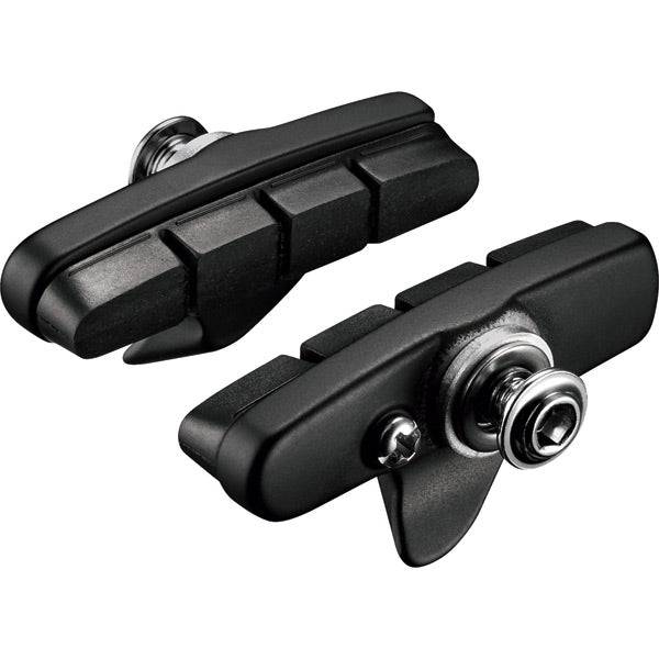 Shimano 105 R55C4 cartridge brake shoes for direct mount alloy rims, pair, bicycle components for effective braking.