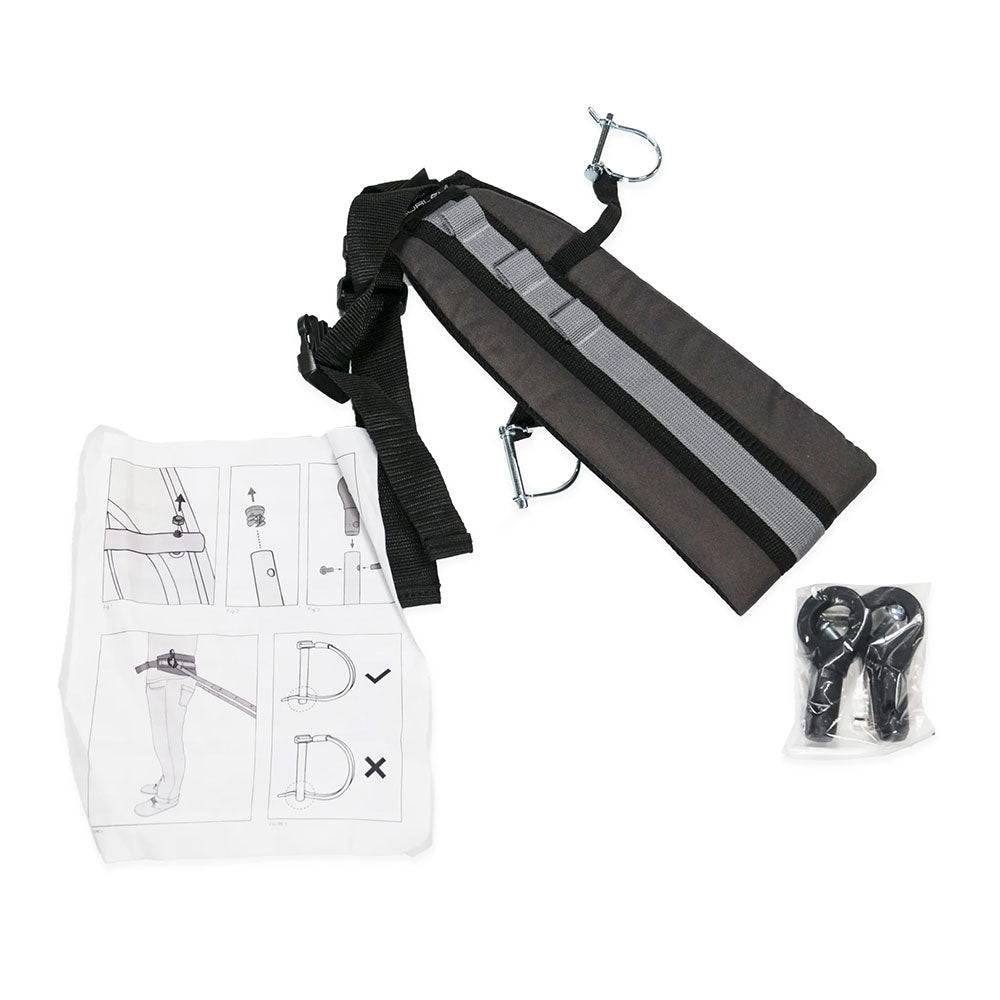 Burley Ski Kit harness waist belt with mounting hardware, compatible with 2016+ models, for secure attachment and safety.