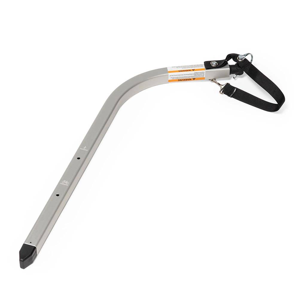 Burley tow bar assembly for bike trailers, compatible replacement part, shown in black with metal connectors