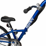 Burley Kazoo kids bike trailer with adjustable handlebar and safety flag, outdoor shot showing the trailer attached to a bicycle.