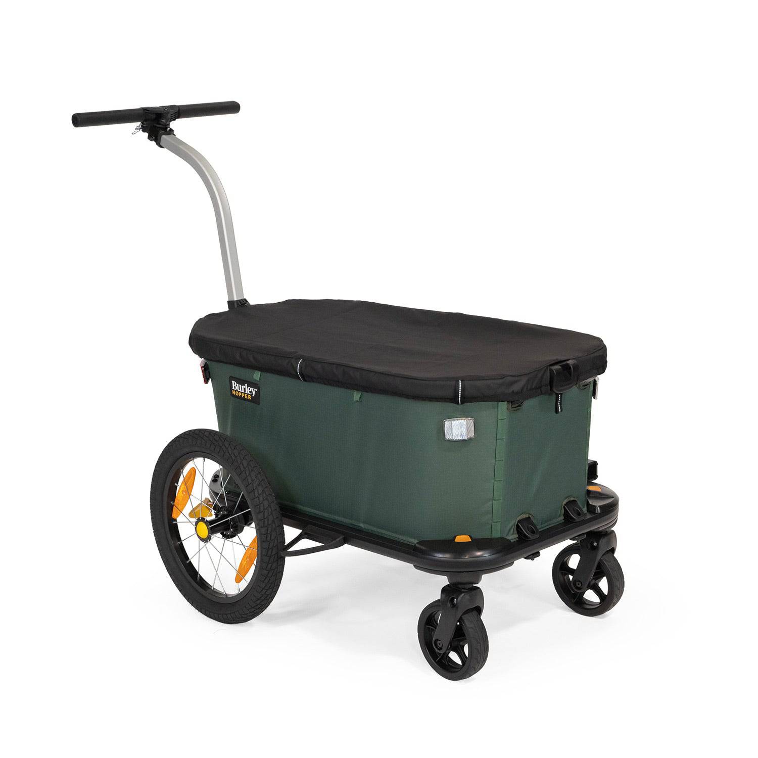Burley Hopper bike trailer and wagon for outdoor cargo transportation, versatile accessory with sturdy frame and spacious cargo area.