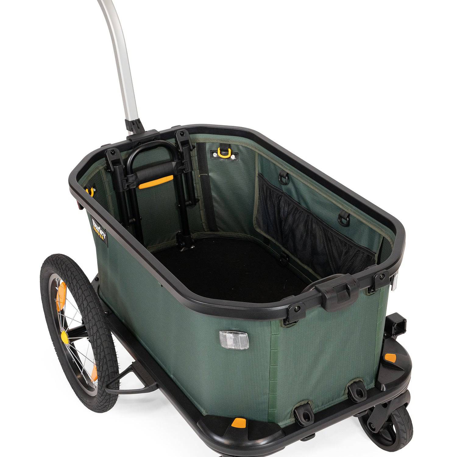 Burley Hopper bike trailer and wagon showing a versatile outdoor cargo carrier with a sturdy frame and spacious interior for hauling gear.
