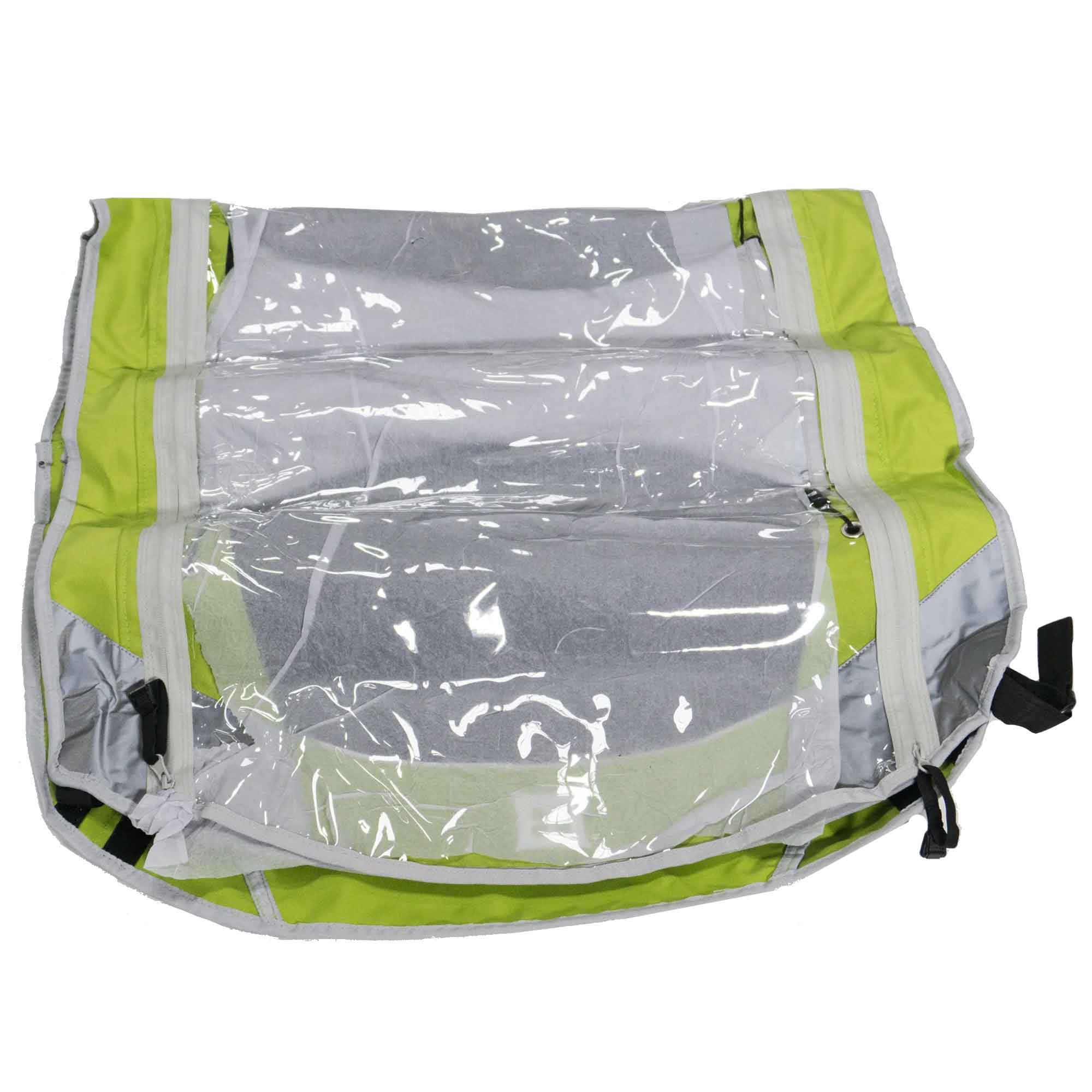 Burley D'Lite & Cub trailer covers with waterproof zippers and adjustable sunshade, designed as durable accessories for bike trailers.