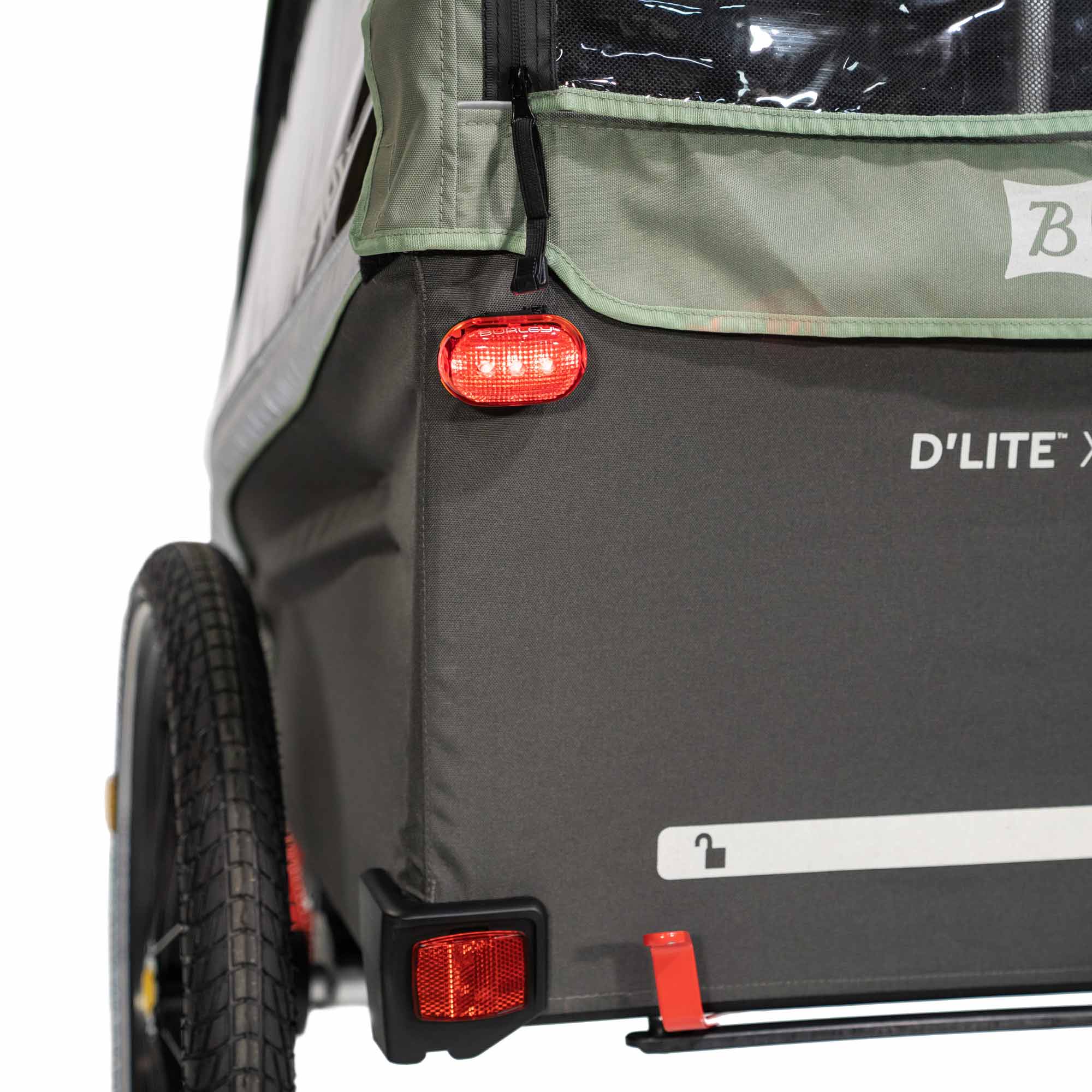 Burley bike trailer light kit with five LED bulbs and four light modes for enhanced visibility and safety during rides.
