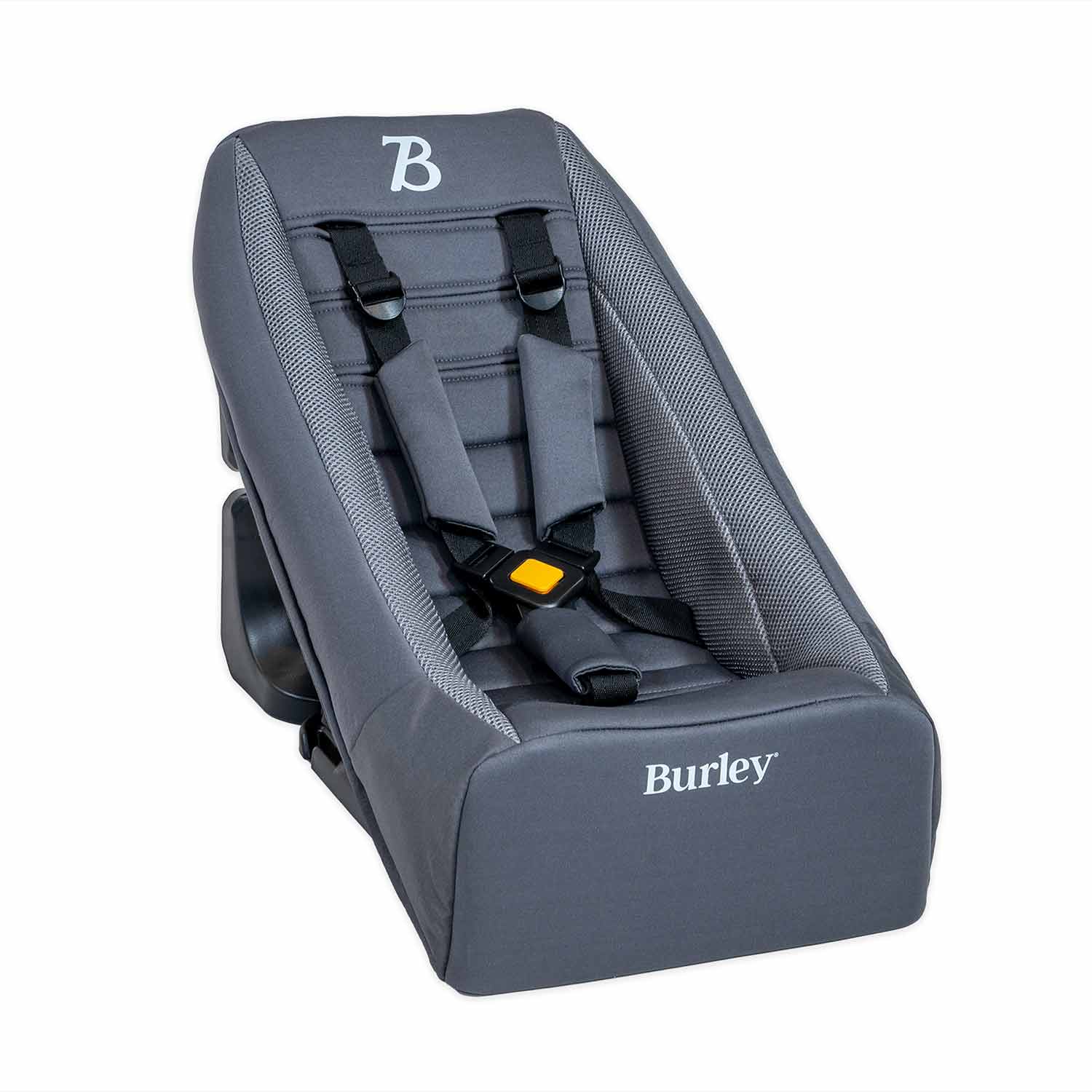 Burley baby seat insert with 5-point harness for infant bike trailer accessory, providing comfort and safety during rides.